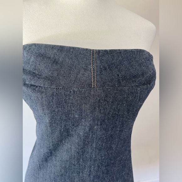 Polo Jeans Ralph Lauren 90s Vintage Y2K Strapless Denim Mini Dress Size 6 - Picture 4 of 10